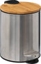 5Five Stijlvol & Compact Afvalemmer 3L met Bamboe Deksel - Softclose - Inox