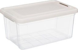 5Five Tide'n Box Stapelbare opbergbox met deksel - Set van 3 stuks - 9L - 35x23x17cm - Transparant - Beige