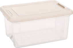 5Five Tide'n Box Stapelbare opbergbox met deksel - Set van 3 stuks - 16L - 42x21x30cm - Transparant - Beige