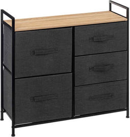 5Five Tissa stalen opbergmeubel met 5 laden - 83x29x77cm - Antraciet