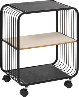5Five Trolley - Metaal met hout - 43x28x53cm - Zwart