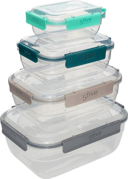 5Five Vershouddozen rechthoekig - Set van 4 stuks - 0,35L/0,75L/1,32L/2,2L - Multi