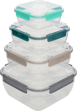 5Five Vershouddozen vierkant - Set van 4 stuks - 0,4L/0,8L/1,45L/2,35L - Multi