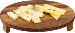 5Five Voedsel/hapjes serveer plank op pootjes - D30 cm - rond - presentatie plateau - Acacia hout