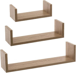 5Five - Wandplanken - 3 Stuks - Eik - 22 x 10 x 8.5 cm