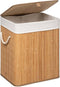 5Five Wasmand van bamboe - 60 liter - 41 x 30 x 50 cm - met deksel