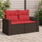 Tuinbank 2-zits met kussens poly rattan bruin