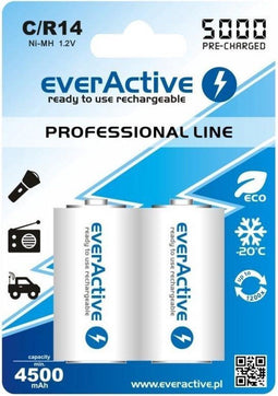 Everactive EVHRL14-5000 - Ni-MH R14 C 5000 mAh - LSD technologie - tot 1200 oplaadcycli
