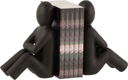 J-Line boekensteun P'tit Maurice - kunststof - zwart - 2 stuks