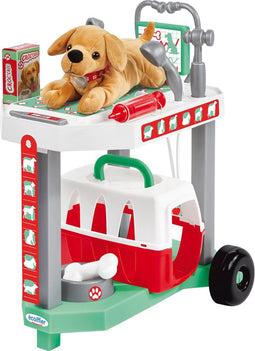 Ecoiffier Dierenziekenhuis - 14-delige set - Inclusief thermometer en stethoscoop - Rood en groen