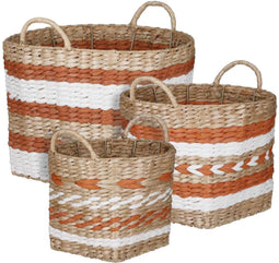 Mica Decorations Koss Manden - H25xØ33 cm - Stro - Oranje - Set van 3