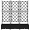 vidaXL - Tuinbak - met - Trellis - 3 - stuks - Zwart - 120x40x125,5 - cm