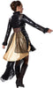Dressforfun Steampunk Rebel L - Verkleedkostuum - Jurk met kant en franjes - Donker