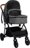 vidaXL - Kinderwagen - 2-in-1 - staal - lichtgrijs - en - zwart