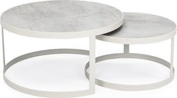 Stalux Salontafelset 'Saar' rond 80 en 60cm, kleur wit / beton