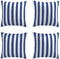 vidaXL - Sierkussens - 4 - st - gestreept - 50x50 - cm - stof - blauw - en - wit