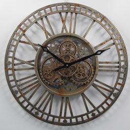 Klok tandwiel Maja Open - klok industrieel 46 cm - Metaal - rusty - Grijs