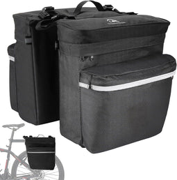 Travelhawk Dubbele Fietstas - 34L Waterdicht - Zwart - 600D Polyester