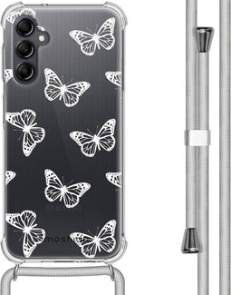 iMoshion Hoesje Geschikt voor Samsung Galaxy A14 (4G) Hoesje Met Koord - iMoshion Design Hoesje met Koord - Transparant / Butterfly