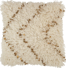 J-Line kussen Vierkant Parel - katoen - wit/goud