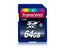 Transcend 64GB SDXC - Class 10 - Lezen 25MB/s Schrijven 30MB/s