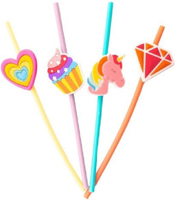 Point Virgule Dots set van 4 rietjes uit silicone multicolor