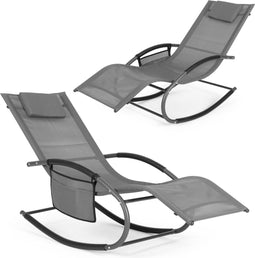 Ligbed tuin - ligstoel - 89x140x63 cm - met organizer - grijs