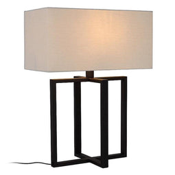 Atmooz - Tafellamp Amadora - Slaapkamer / Woonkamer - Industrieel - Zwart en witte kap - Hoogte 53cm - Metaal