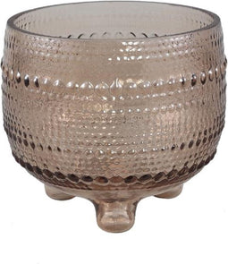 PTMD Windlicht Bellinne - 14x14x13 cm - Glas - Bruin