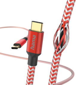 Hama Reflective - USB-C naar USB-C Kabel - Snellaadkabel 3A 150cm Rood