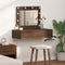 vidaXL - Make-Up - Tafel - met - LED - Verlichting - en - Wandplank - - - Bruin - Eiken