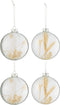 J-Line kerstbal Gedroogde Takjes - glas - transparant/beige - large - doos van 4