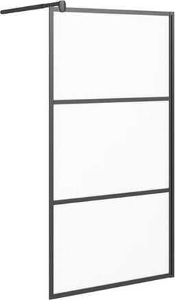 vidaXL - Inloopdouchewand - 115x195 - cm - mat - ESG-glas - zwart