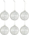 J-Line kerstbal Krullen Glitter - glas - transparant/zilver - small - doos van 6