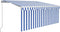 vidaXL - Luifel - handmatig - uittrekbaar - rolgordijn - LED - 3x2,5 - m - blauw - wit
