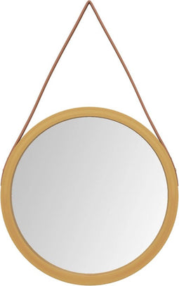 vidaXL - Wandspiegel - met - band - Ø - 45 - cm - goudkleurig