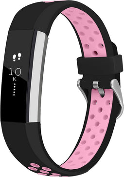 iMoshion Bandje Geschikt voor Fitbit Alta (HR)/Roze - iMoshion Siliconen sport band zilveren gesp zonder pinnetje - Zwart