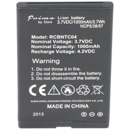 Doro Primo 366 - Accu RCBNTC04 - 3.7 Volt 1000mAh