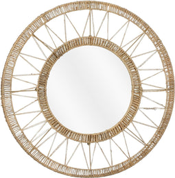 Mica Decorations Ludy Wandspiegel - H5 x Ø60 cm - Jute - Lichtbruin