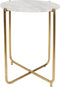 Housecraft Living Timpa Bijzettafel Marmer Rond 44x44 cm Wit/ Goud