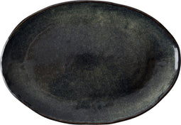 Dutch Rose Organic Ovale schaal - Serveerschaal - Stoneware Handgemaakt - 40x28cm - Groen