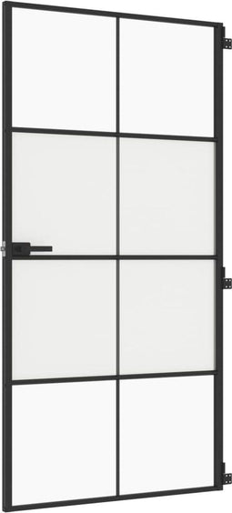 vidaXL - Binnendeur - smal - 102,5x201,5 - cm - gehard - glas - en - aluminium - zwart