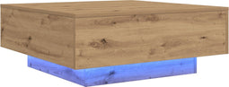 vidaXL - Salontafel - met - LED-Lampen - Artisan - Eik - 80x80x31 - cm