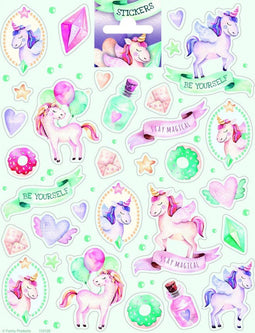 Funny Products Stickers Unicorn 20 X 15 Cm Papier Groen 35 Stuks