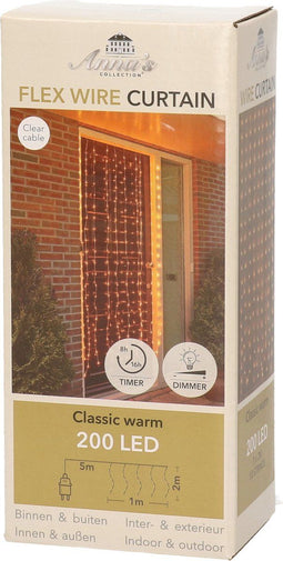 Kerstverlichting deurgordijn/gordijnverlichting met 200 lampjes classic warm wit 100 x 200 cm - Lichtgordijnen kerstversiering