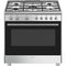 SMEG CX91GMXNLK - Vrijstaand fornuis gas/elektro - 5 kookzones 115 liter - Mat zwart