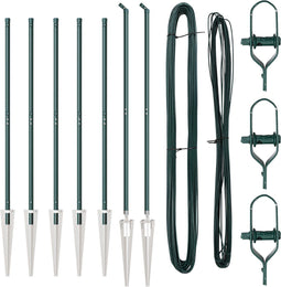 vidaXL - Hekpalen - met - Spie - 7 - stuks - Ø32 - mm - 160 - cm - Gegalvaniseerd - Staal
