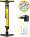 Dunlop Fietspomp - Staande Pomp met Drukmeter - Geschikt voor Presta Dunlop en Schrader Ventiel - Geel