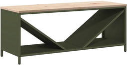 vidaXL - Brandhoutrek - met - houten - blad - olijfgroen - 100,5x35,5x40 - cm