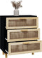 vidaXL - Dressoir - 60x30x70 - cm - massief - grenen - hout - en - rattan - zwart